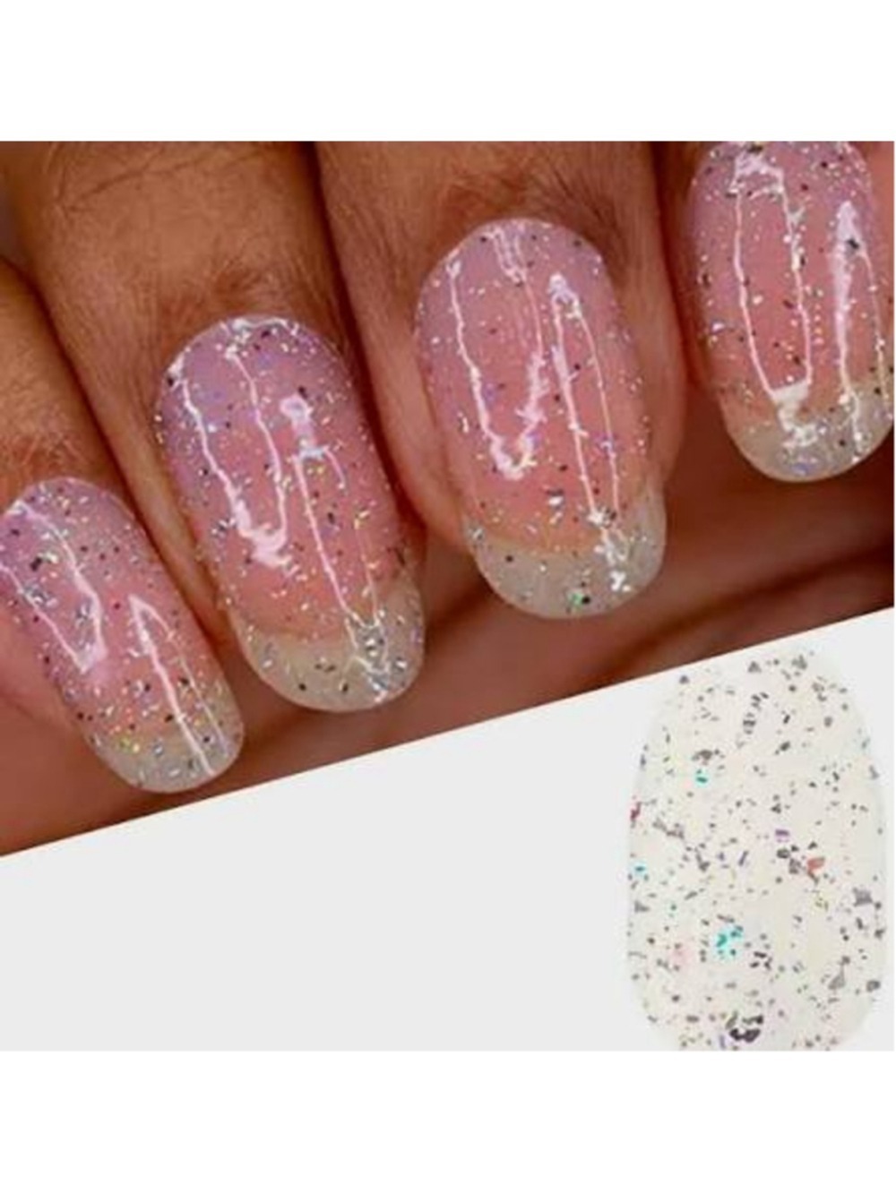 Color Street Clear Silver Glitter Overylay Nail Polish Strips